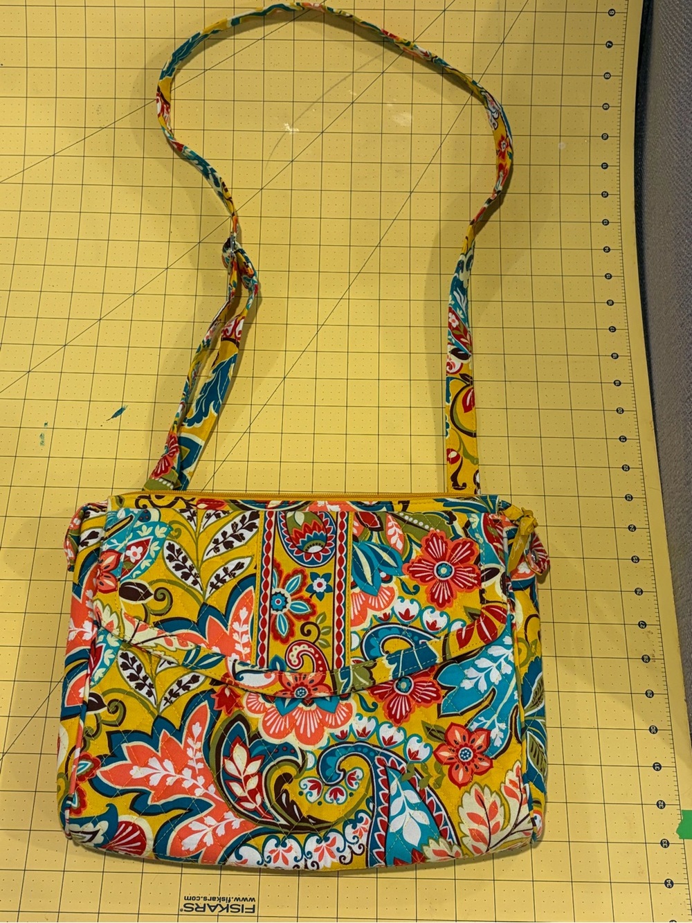 Vera Bradley Provençal Yellow Quilted Crossbody Satchel